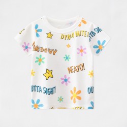 European and American style children's clothing, new summer children's T-shirts, round neck, short sleeves, printed cartoon tops for boys and girls