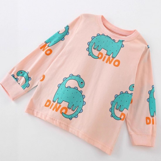 New autumn styles for young children: round-neck, long-sleeved, stylish, two-piece cotton pajamas for boys.