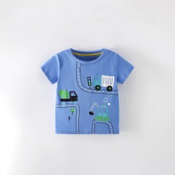 Boys' short-sleeved summer styles, European and American children's round-neck stylish boys' T-shirts, casual tops.