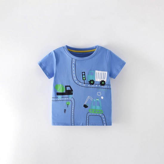 Boys' short-sleeved summer styles, European and American children's round-neck stylish boys' T-shirts, casual tops.