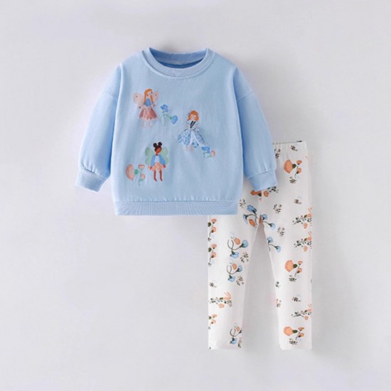 Girls' suits, new autumn and winter styles, European and American children's round-neck long-sleeved sweatshirts, stylish little girls' casual two-piece suits Girls' suits, new autumn and winter styles, European and American children's round-neck long-sleeved sweatshirts, stylish little girls' casual two-piece suits