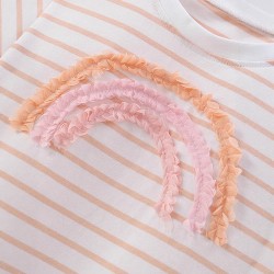 New summer styles for girls, including 2025 new short-sleeved children's summer striped T-shirts, stylish thin two-piece suits.