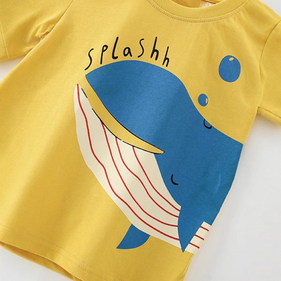 Girls' summer pure cotton short-sleeved T-shirts, baby summer clothing for small and medium-sized children, loose and stylish cartoon tops