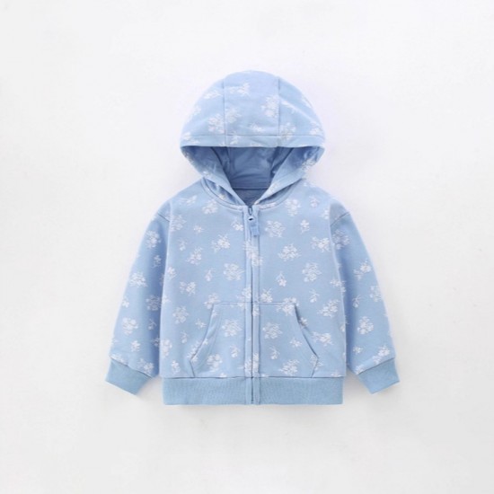 Cross-border girls' autumn and winter jackets, new European and American style, hooded zippered sweatshirts for small and medium-sized children.