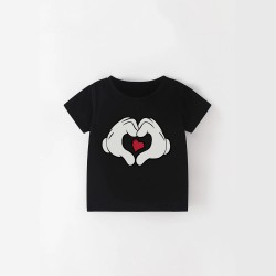European and American style children's clothing, new summer styles, children's T-shirts, black short-sleeved round neck, printed puppy, cartoon children's clothing
