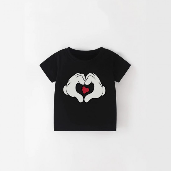 European and American style children's clothing, new summer styles, children's T-shirts, black short-sleeved round neck, printed puppy, cartoon children's clothing