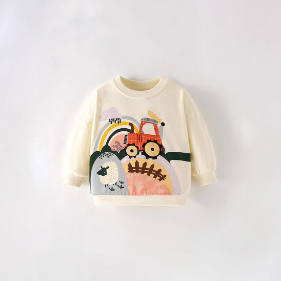 Girls' dresses, autumn and winter styles, European and American small and medium-sized children's casual prints, baby cotton short-sleeved round neck children's princess dresses