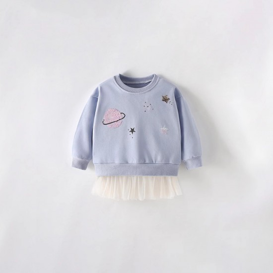 Girls' sweatshirts, new fall/winter styles, European and American children's stylish round neck sweatshirts, cute little girls' tops Girls' sweatshirts, new fall/winter styles, European and American children's stylish round neck sweatshirts, cute little girls' tops