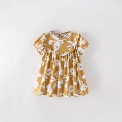 New summer styles for girls, including European and American children's cotton short-sleeved printed princess dresses.