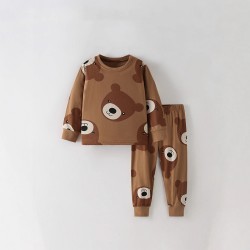 Boys' suits, new fall/winter styles, European and American children's stylish two-piece round neck long-sleeved loungewear