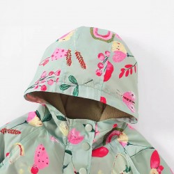 Girls' autumn and winter new European and American style jackets for small and medium-sized children, long-sleeved hooded zip-up sweaters with fleece tops