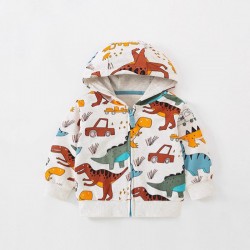 Boys' jackets, new autumn and winter styles, European and American children's casual printed hooded cardigans, stylish boys' clothing