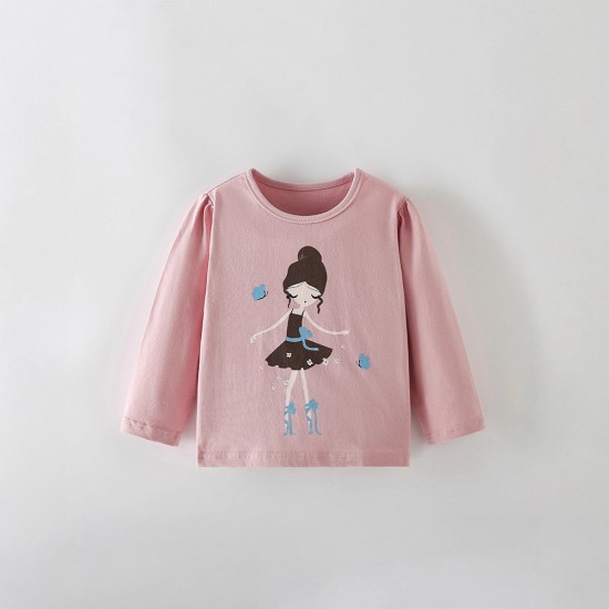 Girls' T-shirts, new fall styles, European and American children's stylish little girls' round neck long-sleeved base tops