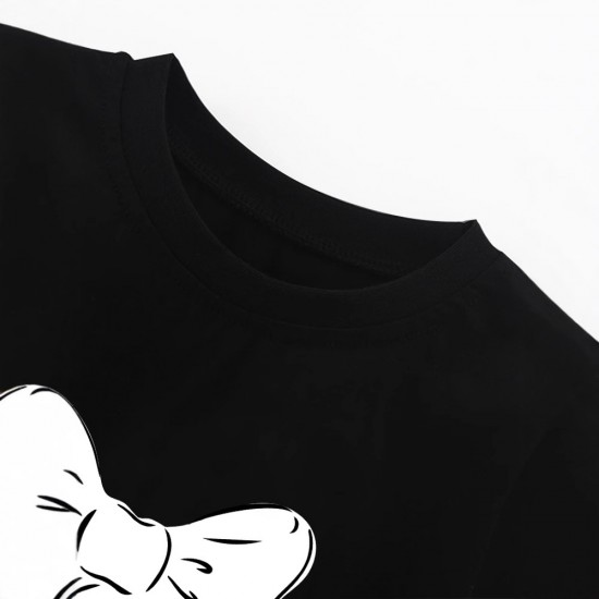 European and American style children's clothing, new summer girls' T-shirts, casual round neck short-sleeved cartoon cat tops