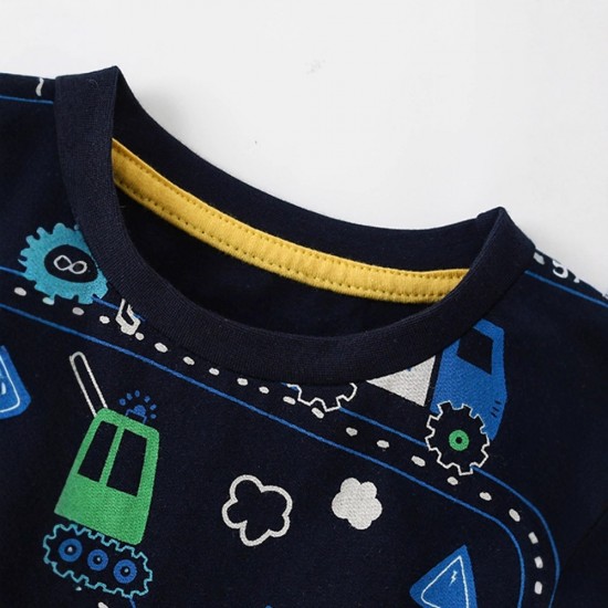 Boys' summer T-shirts, new European and American style, casual, stylish round-neck children's clothing.