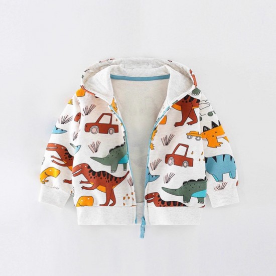 Boys' jackets, new autumn and winter styles, European and American children's casual printed hooded cardigans, stylish boys' clothing
