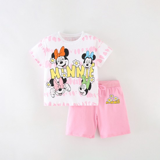 Girls' short-sleeved summer styles Fashionable European and American children's cotton T-shirts, round-neck printed cartoon baby tops Girls' short-sleeved summer styles Fashionable European and American children's cotton T-shirts, round-neck printed cartoon baby tops