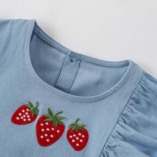 Girls' summer 2025 new European and American style short-sleeved round-neck princess dresses for small and medium-sized children, children's dresses