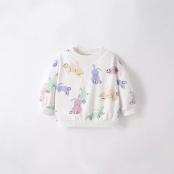 Boys' round-neck sweatshirts, new spring and autumn styles, fashionable children's terry Long-sleeved sweatpants for boys, stylish cartoon-themed children's clothing