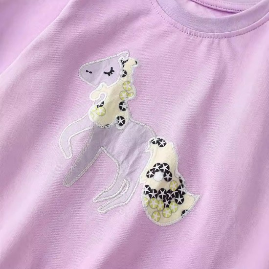 Girls' spring and autumn new European and American style suits for small and medium-sized children, casual round-neck and elastic-waist pants for little girls