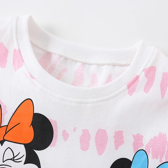 Girls' short-sleeved summer styles Fashionable European and American children's cotton T-shirts, round-neck printed cartoon baby tops Girls' short-sleeved summer styles Fashionable European and American children's cotton T-shirts, round-neck printed cartoon baby tops