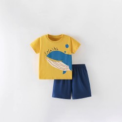 Girls' summer pure cotton short-sleeved T-shirts, baby summer clothing for small and medium-sized children, loose and stylish cartoon tops
